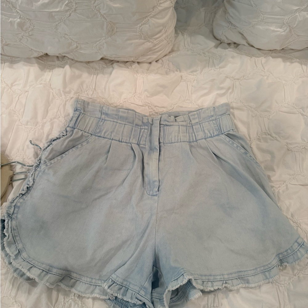 Skies Are Blue High Waist Blue Shorts